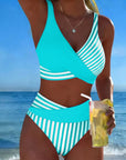 Bikini Crossed Stripes Printed