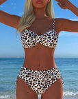 Two-Piece Swimsuit with Knot and Leopard Print