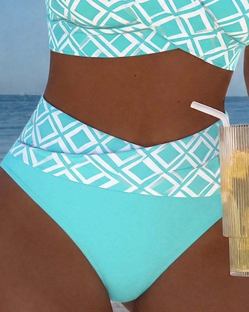 Two-Piece Bikini with Bra Cut and Diamond Pattern