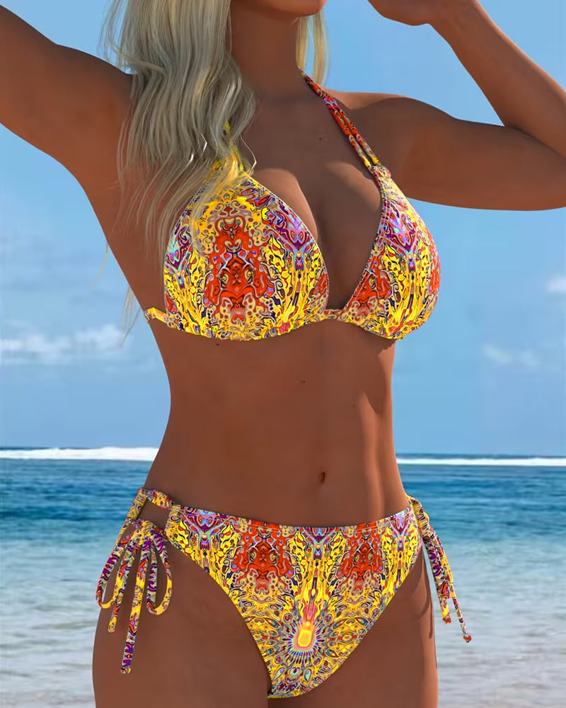 Colorful Bikini Halter Print