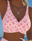 Two-Piece Bikini with Bra Cut and Diamond Pattern
