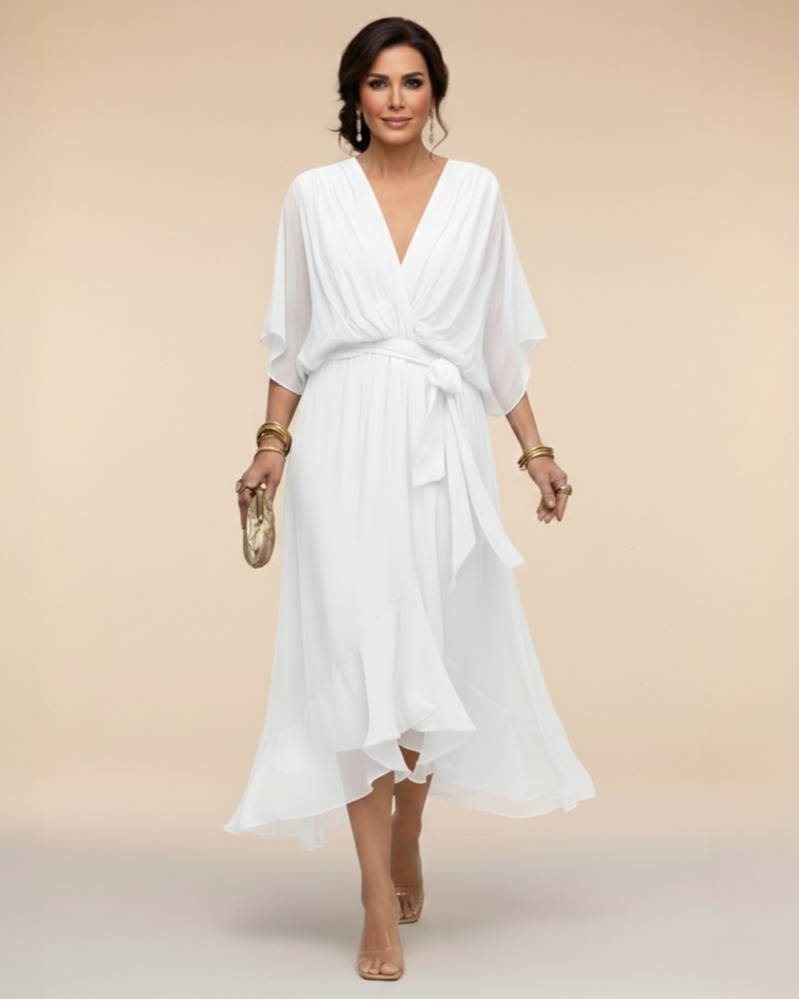 Margaret | Chiffon Dress with V-Neck