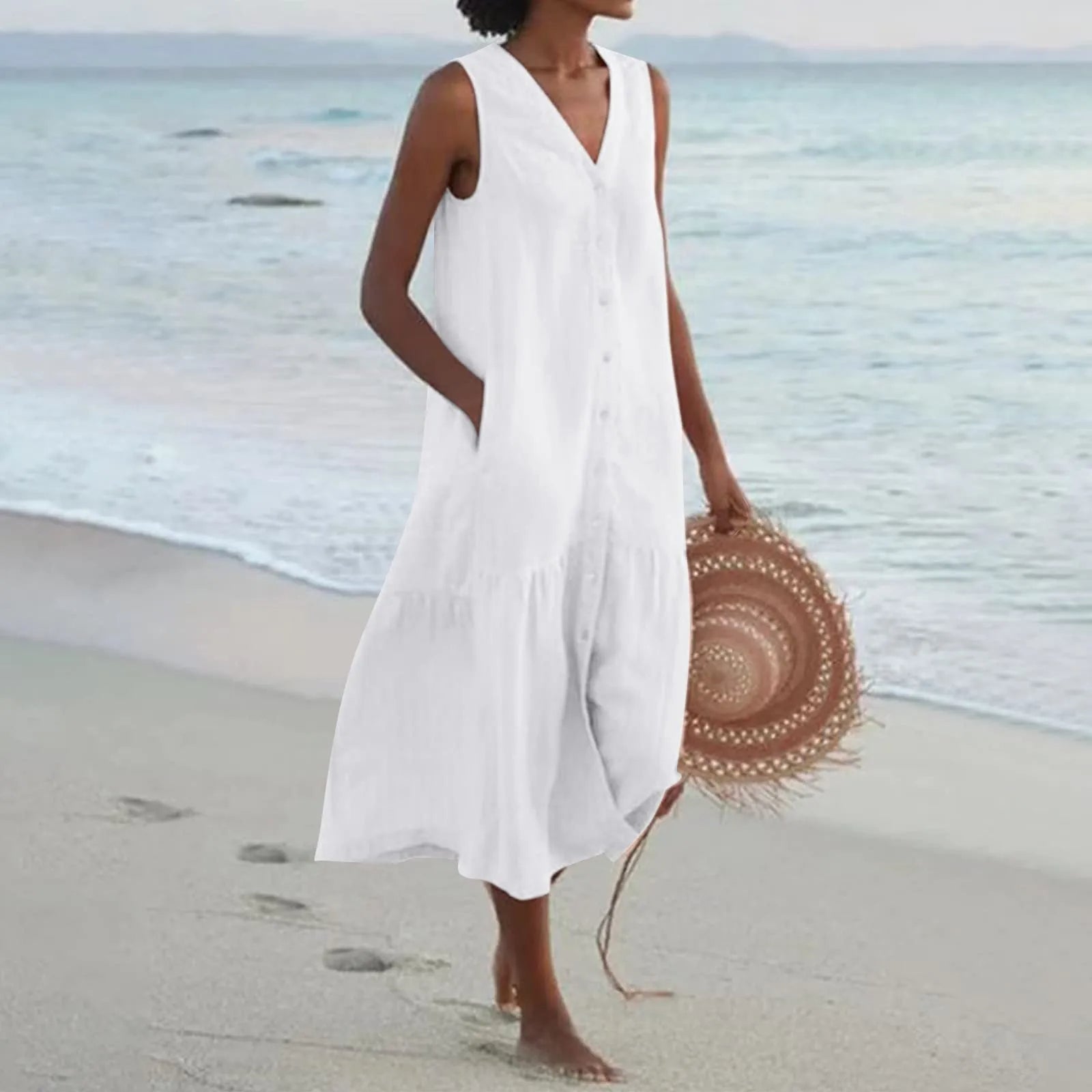 Samantha | Women Lena Summer V Neck Midi Dress