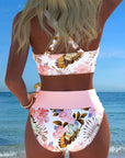 Bikini Contrast Floral Pattern Split