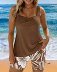 Two-Piece Tankini Body Covering Printed Boxer