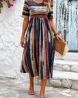 Kaelyn | Striped Belly-Camouflaging Midi Dress