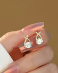 Earrings with Golden Cross and Zirconia