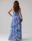 Nori | Halter Neck Ruched Bodice Floral Maxi Dress