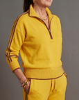 Rain | Zip Neck Long Sleeve Side Stripe Leg Pants Set