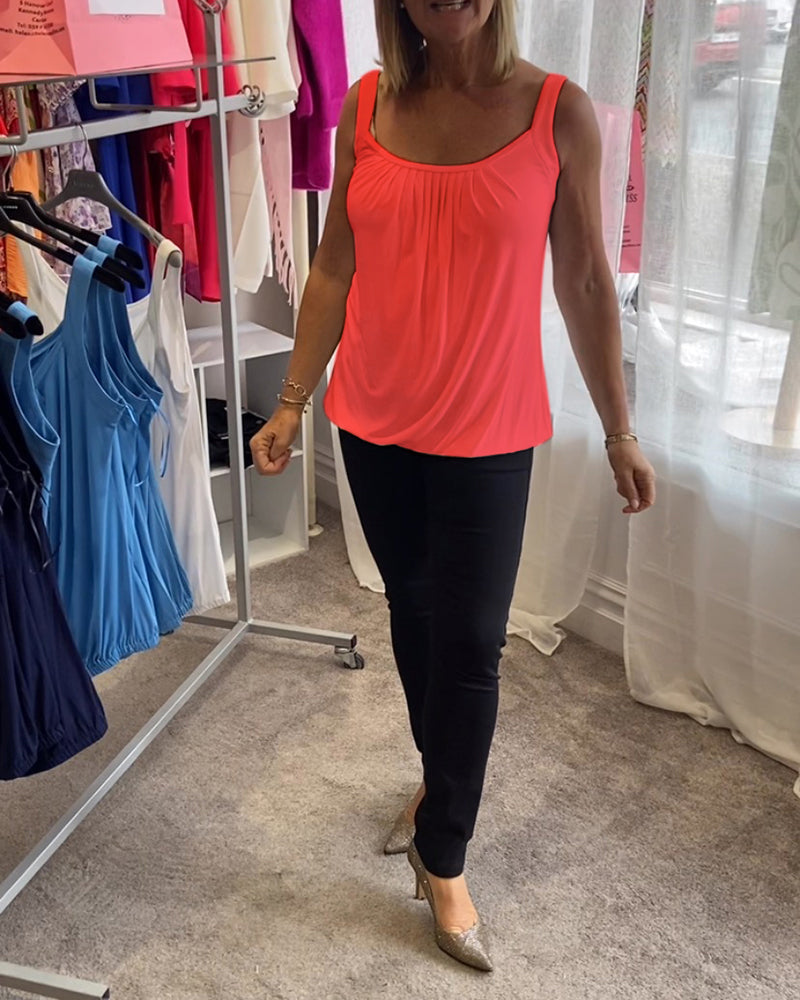Marie | Pleated Real Relaxed Sleeveless Top