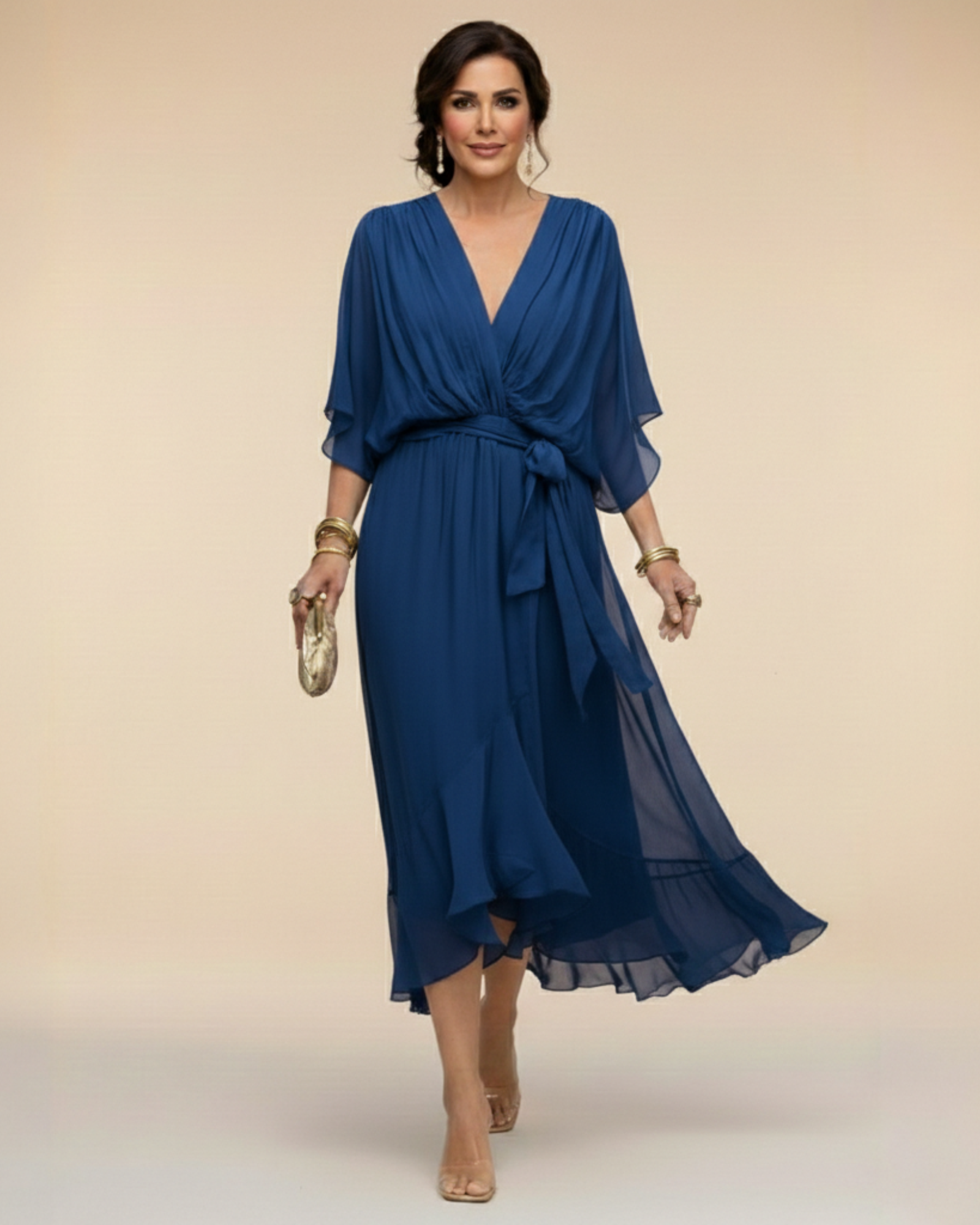 Margaret | Chiffon Dress with V-Neck