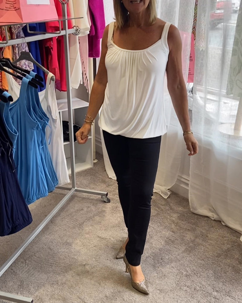 Marie | Pleated Real Relaxed Sleeveless Top