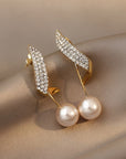 Crystal Plume Pearl Earrings