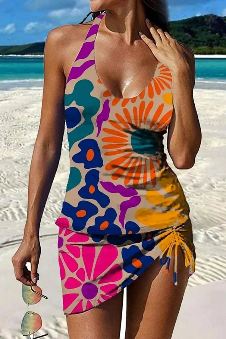 Fiesta – Graphic Floral Tankini with Shorts, Flat Belly Effect