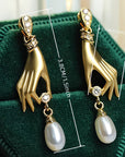 Graceful Hand Pearl Earrings