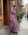 Demetria | Tie Neck Ruffle Tiered Maxi Dress