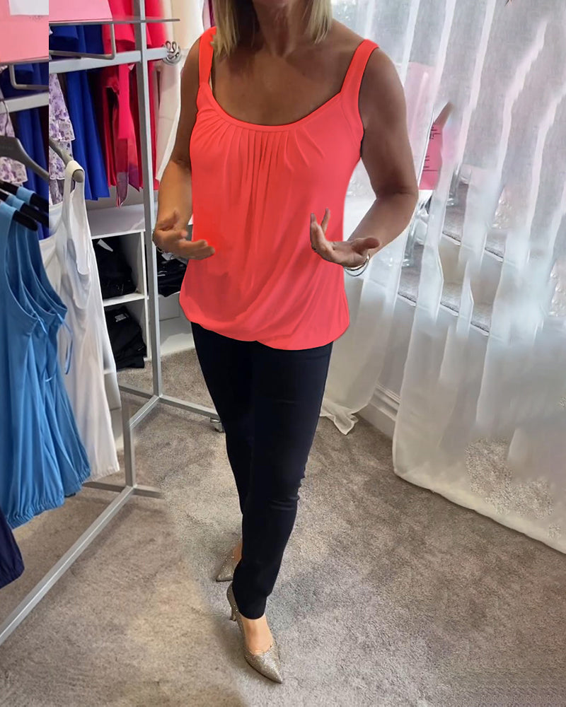 Marie | Pleated Real Relaxed Sleeveless Top