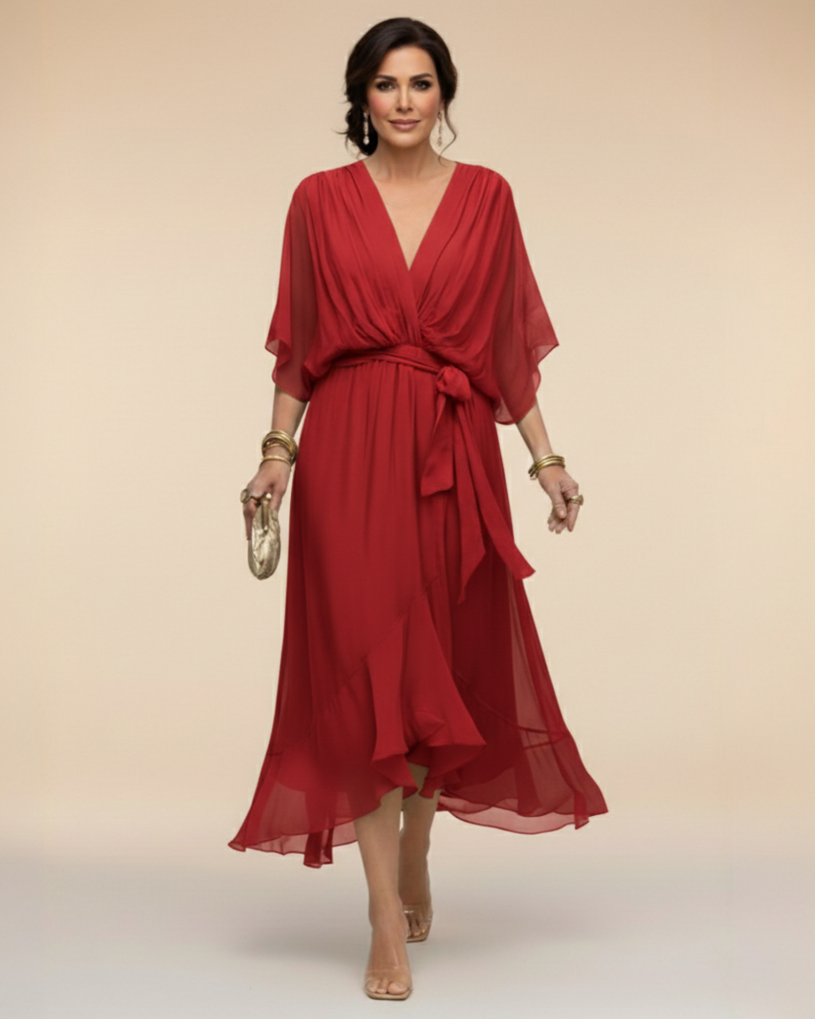Margaret | Chiffon Dress with V-Neck