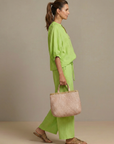 Natalia | Zip Front Blouson Top Wide Leg Set