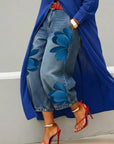 Adelaide - Linen Shirt Dress and Floral Jeans Set