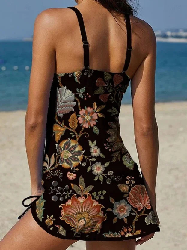 Fiesta – Graphic Floral Tankini with Shorts, Flat Belly Effect