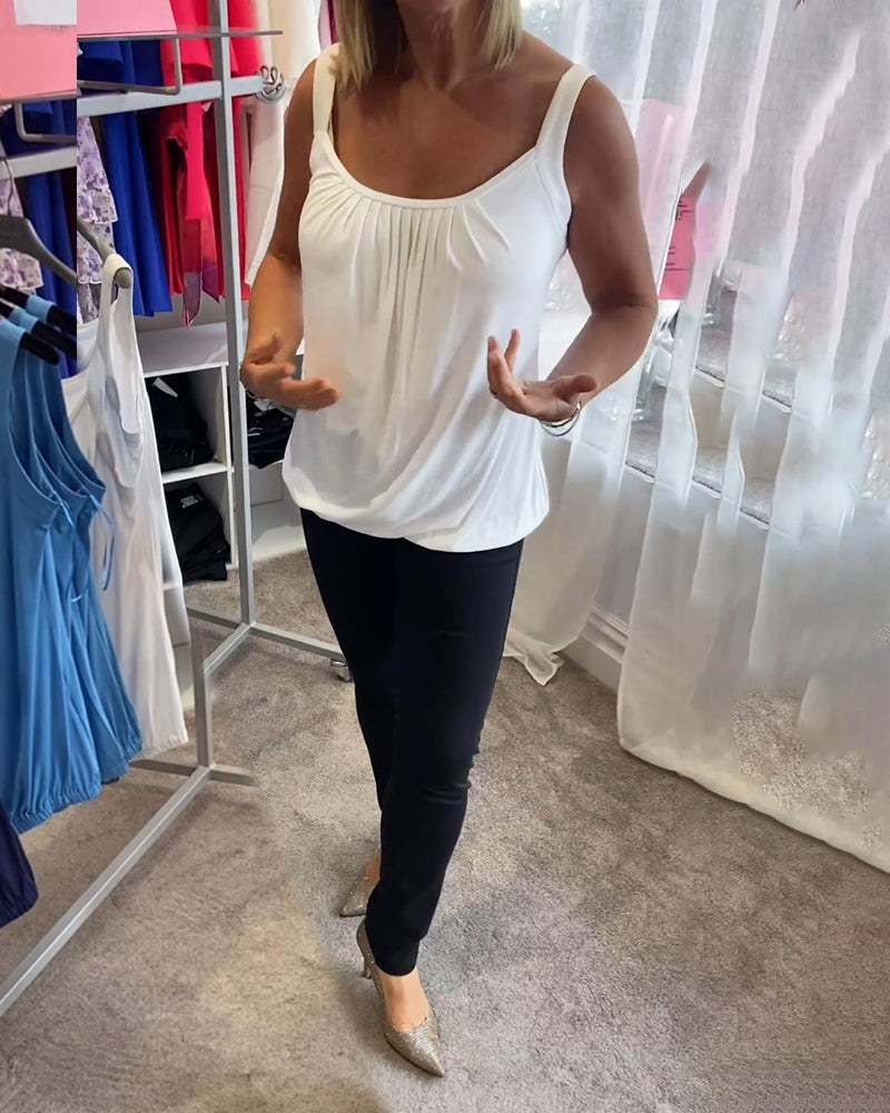 Marie | Pleated Real Relaxed Sleeveless Top – By Alissa