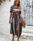 Kaelyn | Striped Belly-Camouflaging Midi Dress
