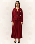 Addison | Women’s Double-Breasted Blazer Pleated Skirt Set