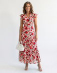 Lila | Floral V-Neck Tiered Midi Dress