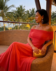 June | Off Shoulder Draped Midi Dress