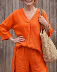 Onyx | Loose Tunic Top Wide Leg Pant Set
