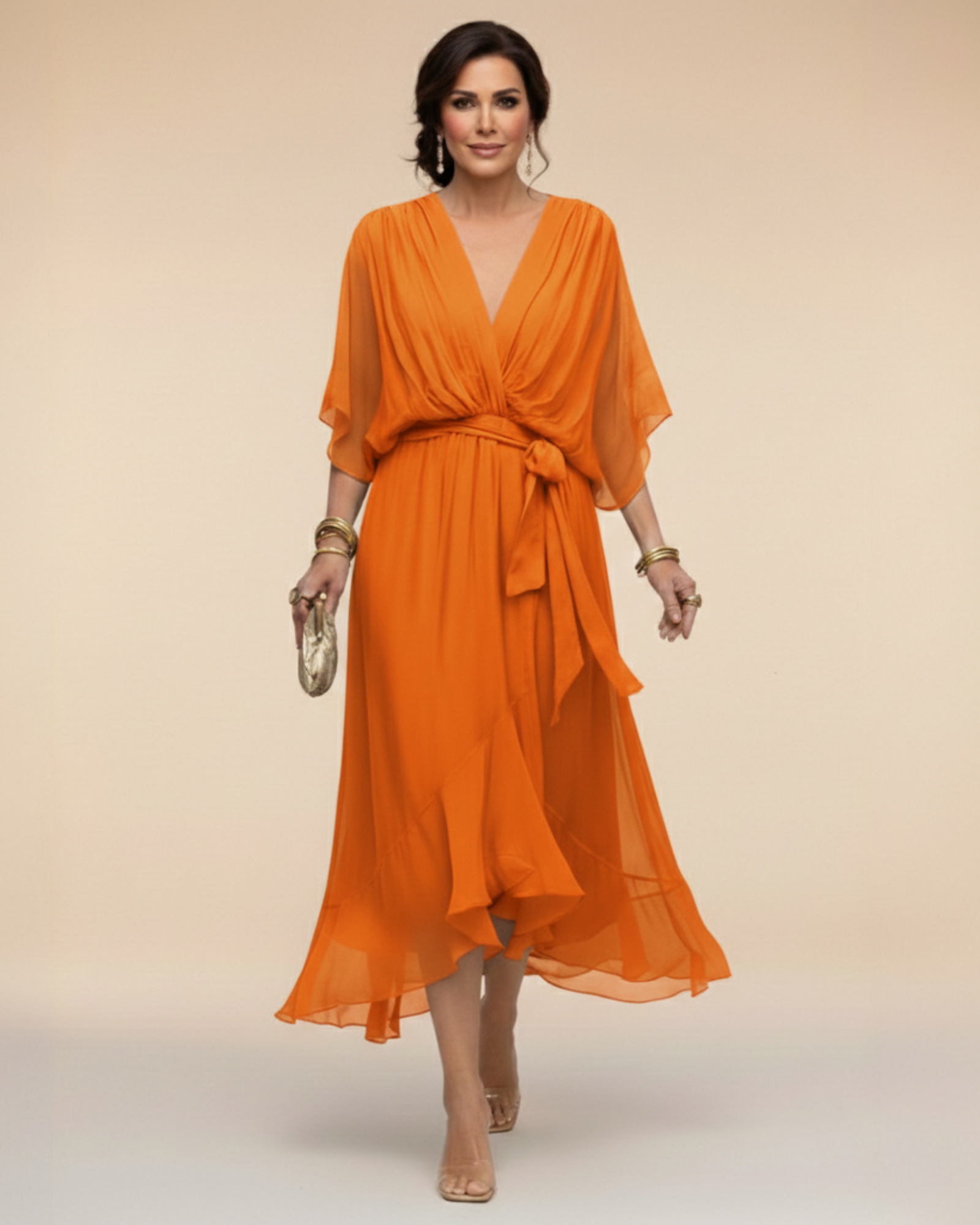 Margaret | Chiffon Dress with V-Neck