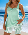 Two-Piece Tankini Body Covering Printed Boxer