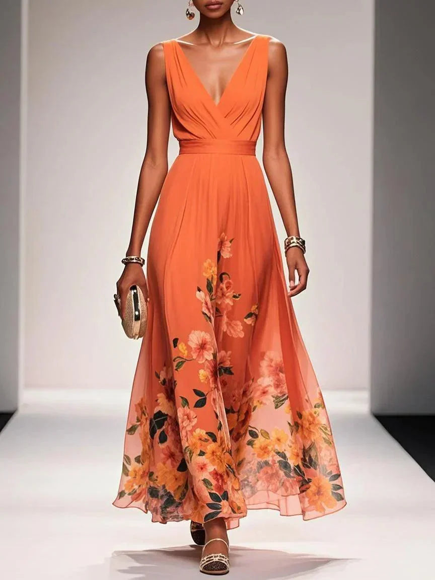 Taylor | Women Floral Chiffon Summer Maxi Dress