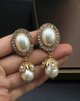 Vintage Pearl Frame Drop Earrings