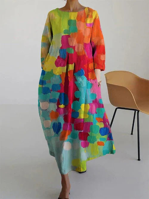 Rachel | Women Abstract Floral Long Sleeve Maxi Dress