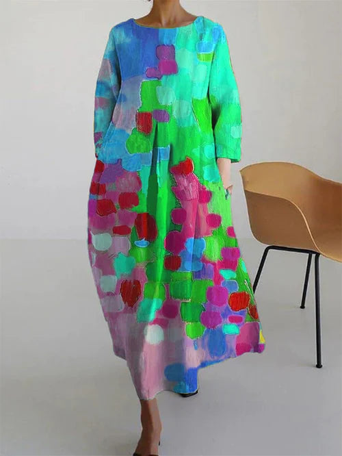 Rachel | Women Abstract Floral Long Sleeve Maxi Dress