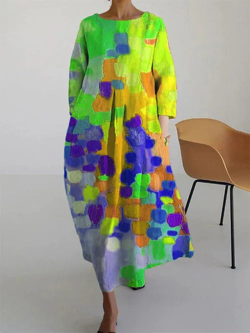 Rachel | Women Abstract Floral Long Sleeve Maxi Dress