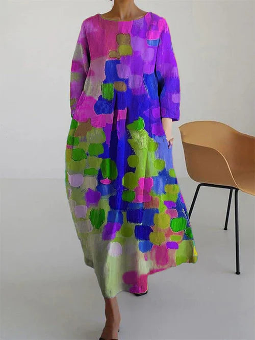 Rachel | Women Abstract Floral Long Sleeve Maxi Dress