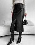Megan | Women’s High-Slit Elegant Midi Skirt