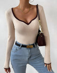 Claire | Women’s Winter Contrast Trim Knit Sweater