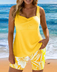 Two-Piece Tankini Body Covering Printed Boxer