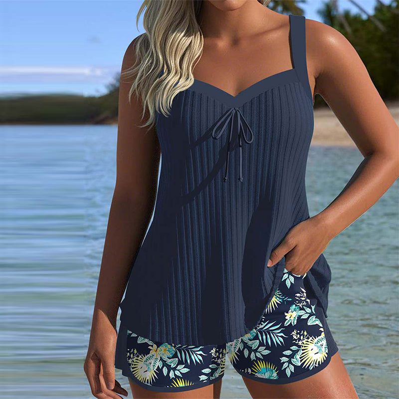 By Esmee® | Striped Tankini with Two-Piece Beach Shorts