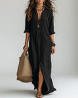 Violaine™ — Long boho shirt dress with natural elegance