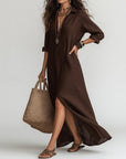 Violaine™ — Long boho shirt dress with natural elegance