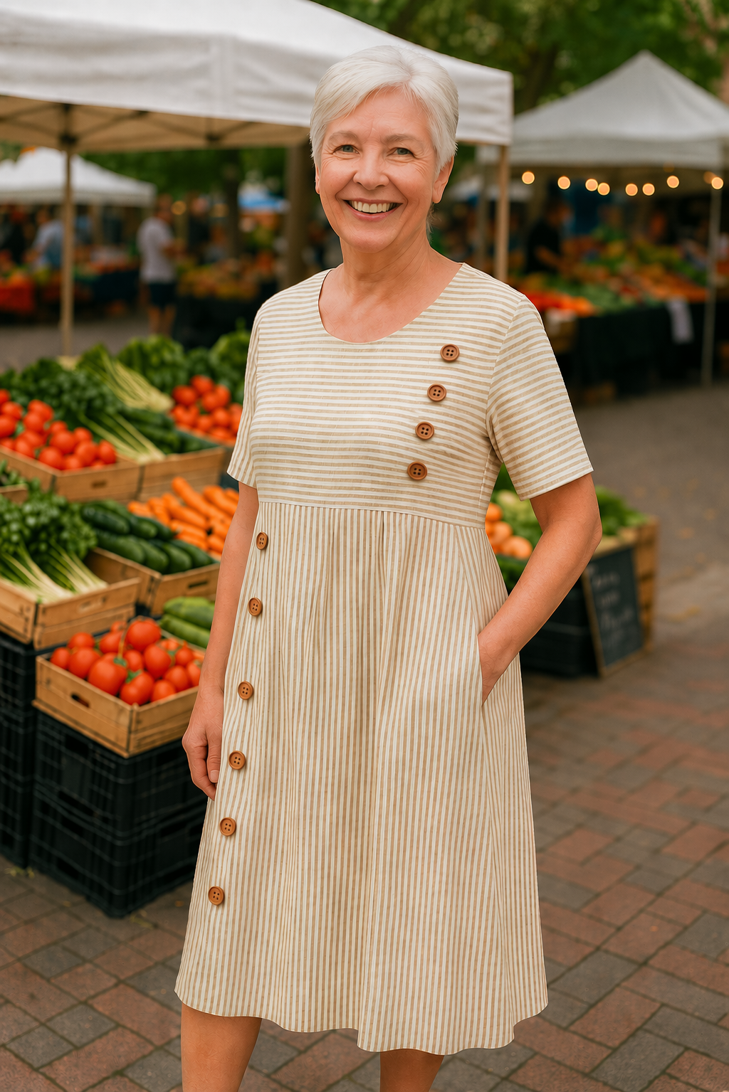 Lori | Striped Midi Dress – Effortless Comfort, Everyday Confidence
