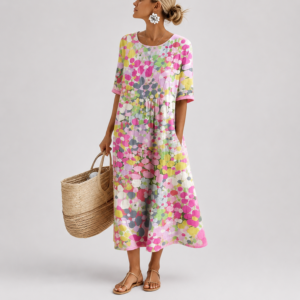 Scarlett | Light, loose midi dress with floral print