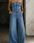 Linda | Strapless Denim Jumpsuit