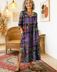 Manuela | Printed Dress with Ethnic Patchwork