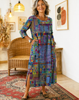 Manuela | Printed Dress with Ethnic Patchwork